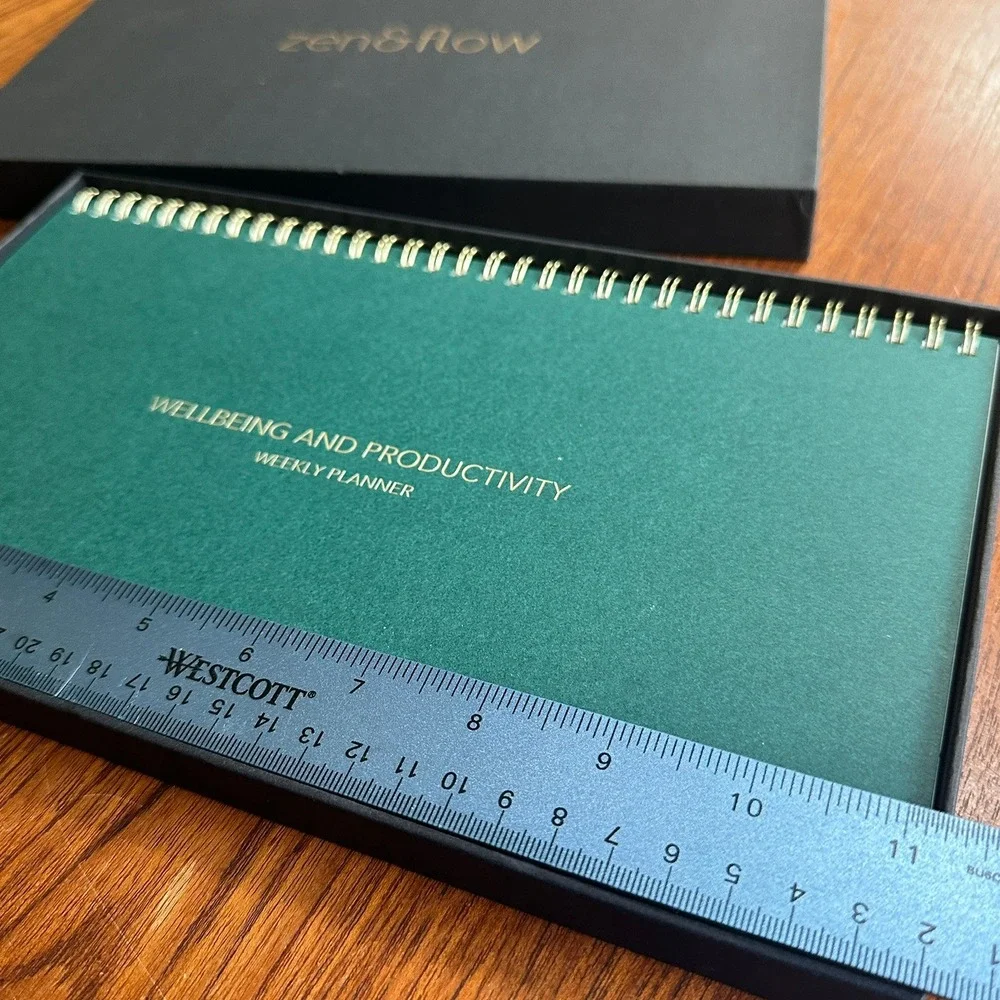 Zen&Flow Wellbeing and Productivity Weekly Planner Teal Gold Undated Minimalist